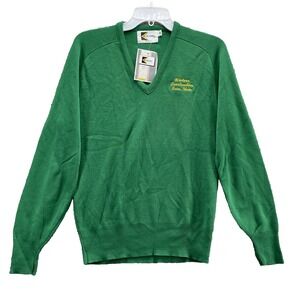 Vintage Old Stock K-Brand Sweater Medium Green Academia Tennis Preppy MadeUSA